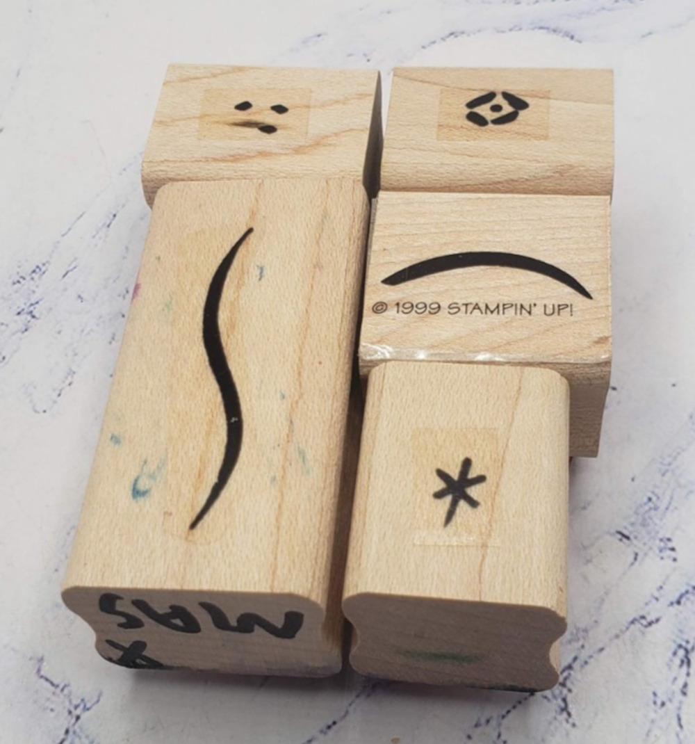 Lot of 5 Hand Drawn Symbols & Lines Stampin Up Wood Mounted Rubber Stamps